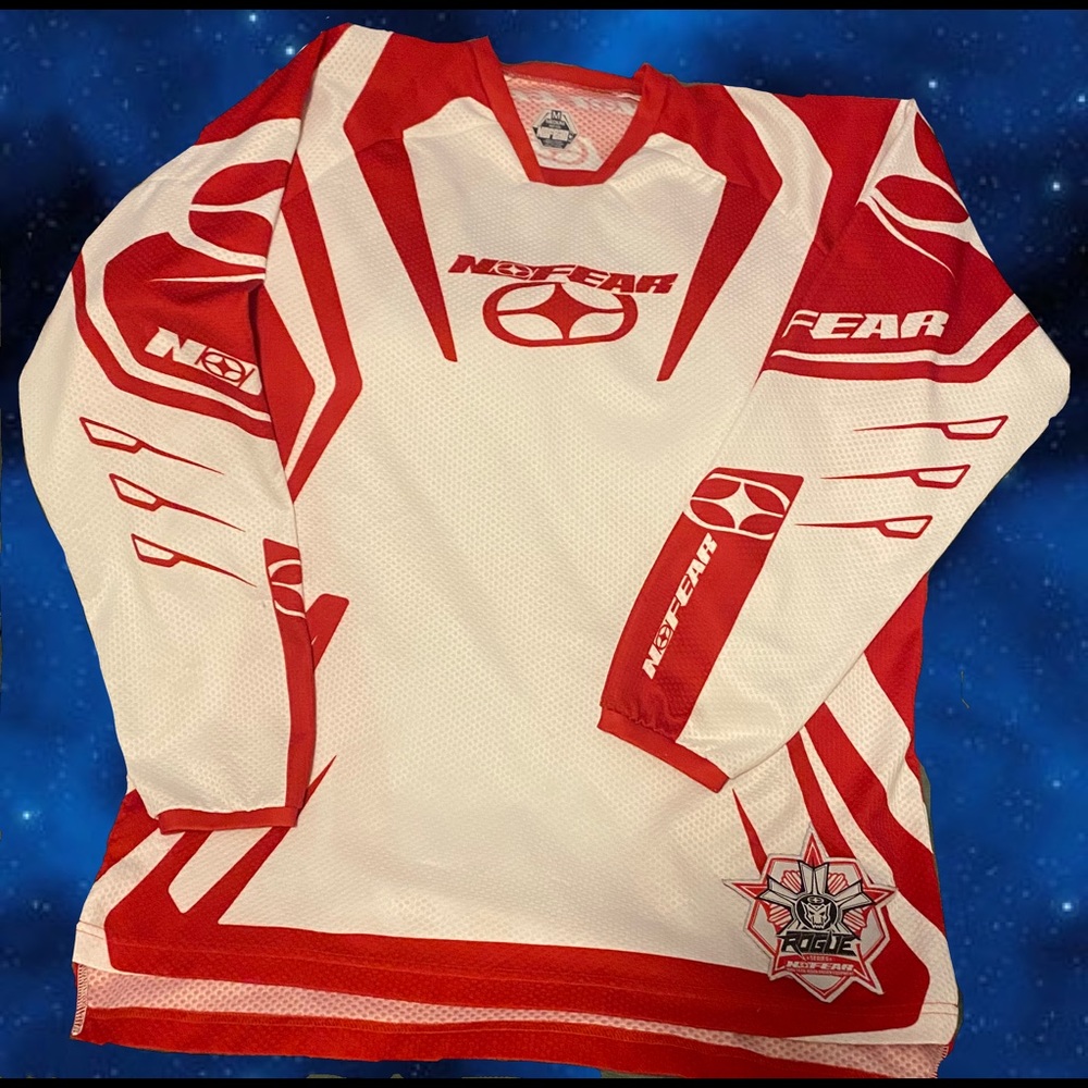 Motorcycle T shirt lite weight polyesters No fear used long sleeve T-shirt
